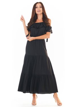 Awama Awama Sukienka letnia A358 Czarny Basic Fit