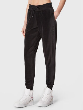 Tommy Hilfiger Tommy Hilfiger Долнище анцуг Velour UW0UW03888 Черен Regular Fit