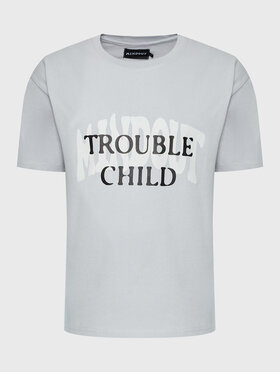 Mindout Mindout T-Shirt Unisex Trouble Child Szary Oversize