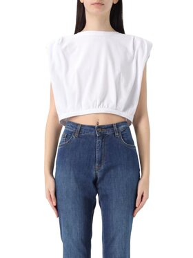 PINKO PINKO T-Shirt Maracaibo maglia piquet di cotone Biały Cropped Fit