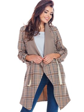 Awama Awama Płaszcz A366 Brązowy Basic Fit