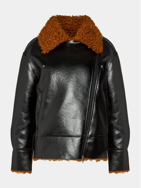 Sisley Sisley Műbőr dzseki 2PMPLN036 Fekete Oversize