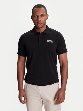 KARL LAGERFELD KARL LAGERFELD Тениска с яка и копчета 745088 553235 Черен Regular Fit