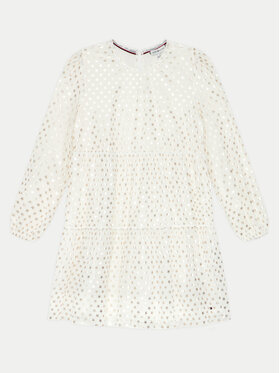 Tommy Hilfiger Tommy Hilfiger Rochie elegantă Foil Star Dress Ls KG0KG08210 Écru Regular Fit