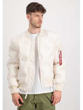 Alpha Industries Alpha Industries Kurtka zimowa MA-1 Embroidery Logo Puffer Bomber Jacket Beżowy Relaxed Fit