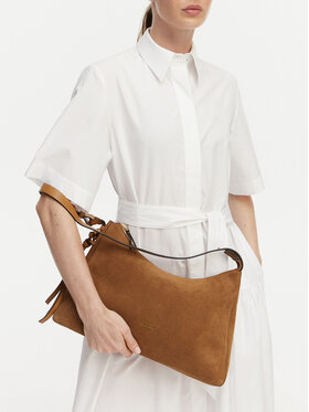 Tommy Hilfiger Tommy Hilfiger Ročna torba Th Statement Shoulder Bag Suede AW0AW18824 Rjava