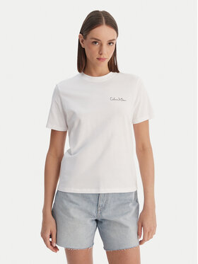 Calvin Klein Calvin Klein T-Shirt Calvin Klein-Lv047E809G Yaa LV047E809G Biały Classic Fit