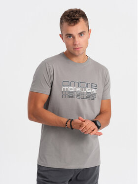 Ombre Ombre T-Shirt OM-TSPT-0160 Szary Regular Fit