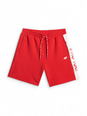 4F 4F Szorty sportowe STREFA KIBICA Czerwony Regular Fit
