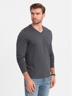 Ombre Ombre Longsleeve OM-LSBL-0108 Szary Classic Fit