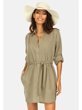 Feba Feba Sukienka letnia F223 Khaki Relaxed Fit