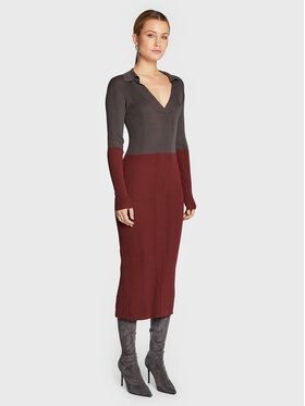 Remain Remain Trikotāžas kleita Joy LS Knit RM1513 Bordo Slim Fit
