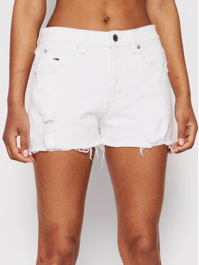 Tommy Jeans Tommy Jeans Дънкови шорти Hotpant DW0DW12455 Бял Regular Fit