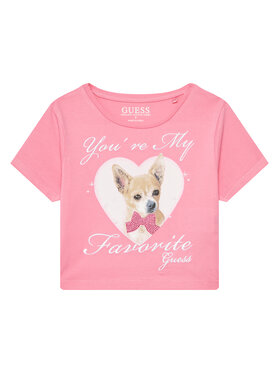Guess Guess Тишърт J5YI08 K6YW4 Розов Regular Fit