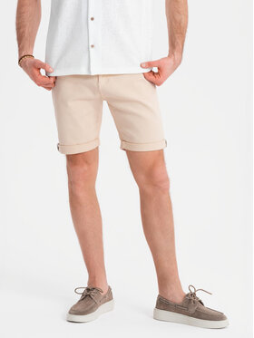 Ombre Ombre Szorty jeansowe OM-SRDS-0162 Beżowy Regular Fit