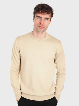 Evenemen Evenemen Sweter Round Neck Beige Beżowy Slim Fit