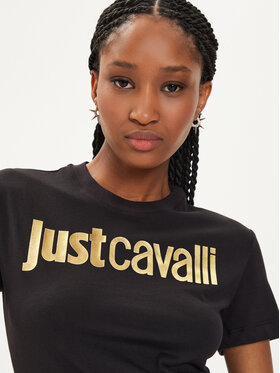 Just Cavalli Majica 76PAHG11 Črna Slim Fit