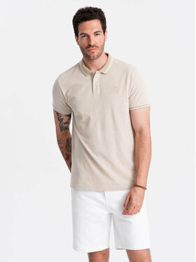 Ombre Ombre Polo OM-POSS-0109 Beżowy Regular Fit