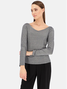 Potis & Verso Potis & Verso Bluzka Dzianinowa srebrna bluzka Potis & Verso Milen 40 Szary Slim Fit