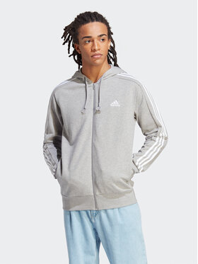 adidas adidas Bluza Essentials French Terry 3-Stripes Full-Zip Hoodie IC9833 Szary Regular Fit