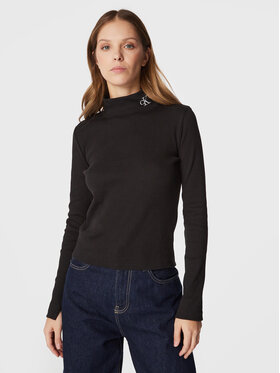 Calvin Klein Jeans Calvin Klein Jeans Bluză cu gât J20J219892 Negru Slim Fit