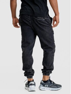 Jigga Wear Jigga Wear Jeansy Spodnie Jeansowe Jogger Ze Ściągaczem Męskie Marmurkowe Czarne Jigga Wear Mini Haft Logo M Czarny Jogger Fit
