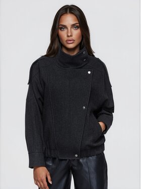 Ombre Ombre Płaszcz przejściowy OW-COSC-0127 Czarny Regular Fit