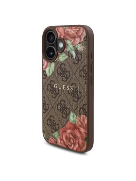 Guess Guess Etui na telefon 4G Flowers Print MagSafe Brązowy