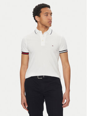 Tommy Hilfiger Tommy Hilfiger Poloshirt Flag Cuff MW0MW38458 Weiß Slim Fit