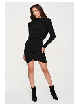 Makadamia Makadamia Sukienka codzienna M962 Czarny Fitted Fit