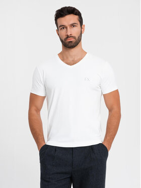 Ombre Ombre T-Shirt OM-TSBC-0221 Biały Slim Fit