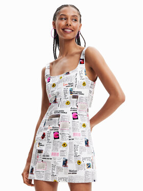 Desigual Desigual Ikdienas kleita Breaking News 23SWVW29 Balts Slim Fit