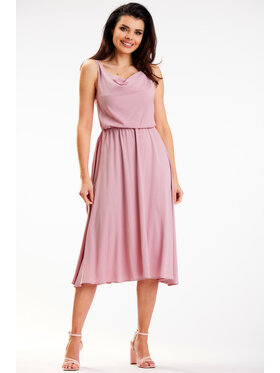 Awama Awama Sukienka letnia A579 Różowy Basic Fit