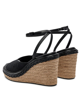 Calvin Klein Espadrile Wedge Sandal 70 Mono Jacq HW0HW01961 Črna