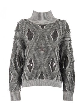 NENETTE NENETTE Sweter muccino Szary Regular Fit
