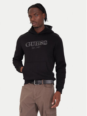 Guess Guess Džemperis ar kapuci M5BQ36 K9Z21 Melns Regular Fit