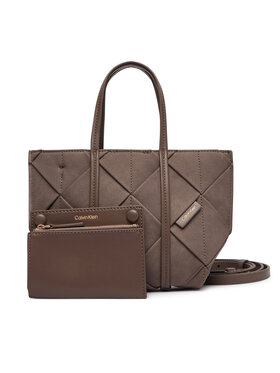 Calvin Klein Calvin Klein Handtasche Woven Sueded Mini Tote Crossbody LV04F3696G Braun