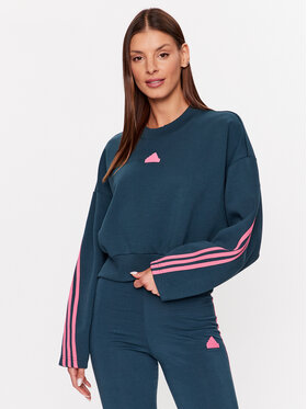 adidas adidas Džemperis ar kapuci Future Icons 3-Stripes Sweatshirt IL3055 Tirkīzs Loose Fit