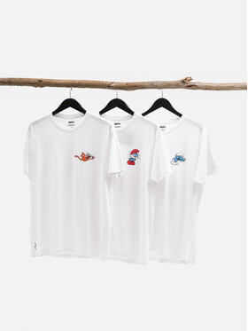 Smerfy Smerfy Komplet 3 t-shirtów Zestaw 3 T-Shirtów Męskich Białchy Smerfy Funny S Biały Regular Fit