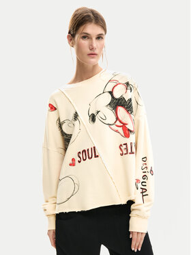 Desigual Desigual Mikina Muak Mickey 26SWSK17 Béžová Relaxed Fit