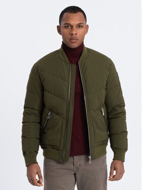 Ombre Ombre Kurtka bomber OM-JALP-0143 Zielony Regular Fit