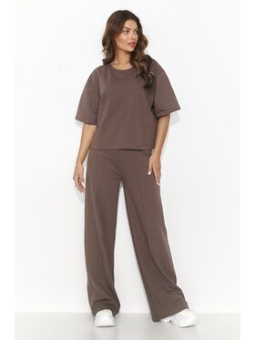 Numinou Numinou Komplet t-shirt i spodnie NU475 Brązowy Comfortable Fit