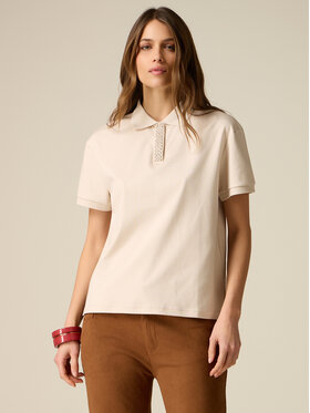 Oltre Oltre T-Shirt G025J004477N002 Kremowy Regular Fit