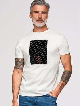 Ombre Ombre T-Shirt OM-TSPT-0259 Biały Regular Fit