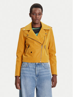Desigual Desigual Kurtka z imitacji skóry Must 25WWEW69 Żółty Regular Fit