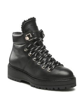 Tommy Hilfiger Tommy Hilfiger Боти Leather Outdoor Flat Boot FW0FW06725 Черен