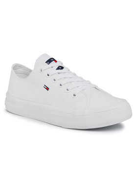Tommy Jeans Tommy Jeans Sneakers aus Stoff Wmns Long Lace Up Vulc EN0EN00940 Weiß