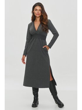 Makadamia Makadamia Sukienka codzienna M844 Szary Comfortable Fit