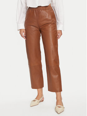 Serge Pariente Serge Pariente Lederhose Sarah Pant Braun Regular Fit