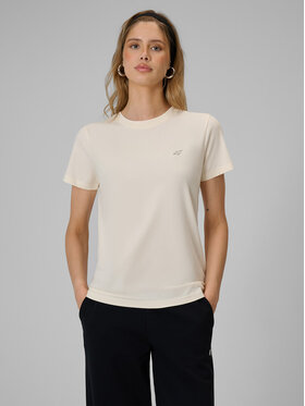 4F 4F T-Shirt BASIC+ Kremowy Regular Fit